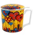 Taza Modern Heart de porcelana - 0,40 L con filtro y tapa.